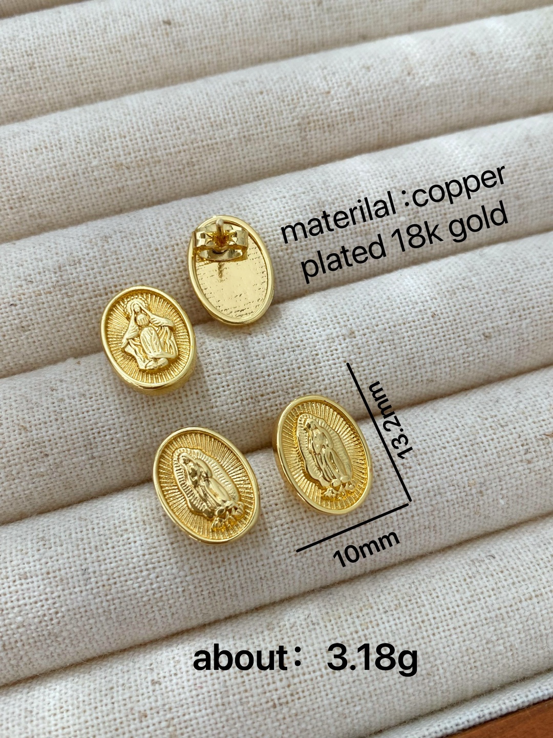 Copper Material 1 Pair Retro Classic Style Virgin Mary Our Lady Of Guadalupe Copper Ear Studs