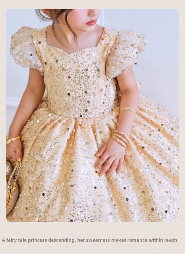 Vestido de princesa para niña en tul champán formal_voghion.com