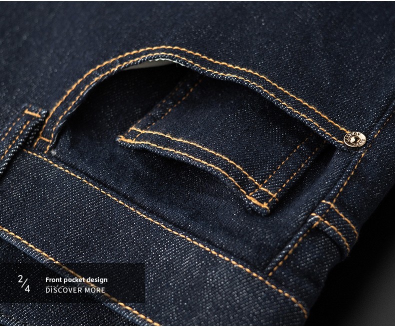 Autumn And Winter New Business Slim-fit Straight Men's Pants Versatile Casual Blue Jeans_mkmklike.com