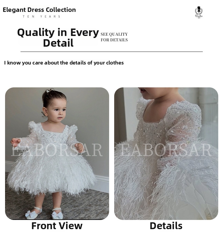 Mädchen Pailletten Langarm Prinzessinnenkleid Für Festliche Anlässe_voghion.com
