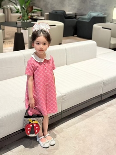 25 New Girls Summer Short-sleeved Cute Doll Collar Elegant Alphabet dress College Style Princess Skirt Children's Skirt