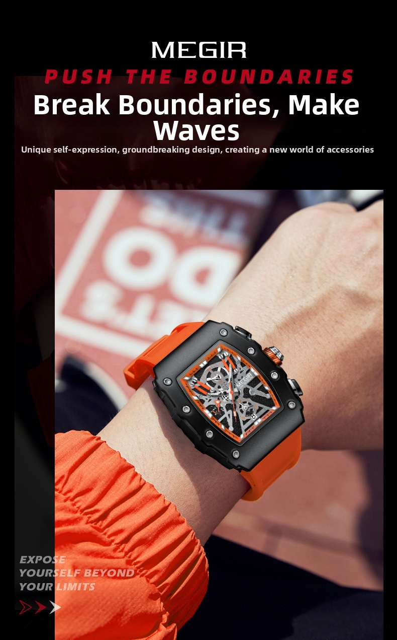Men's Quartz Watch Square Silicone Strap Chronograph Luxury Style_voghion.com