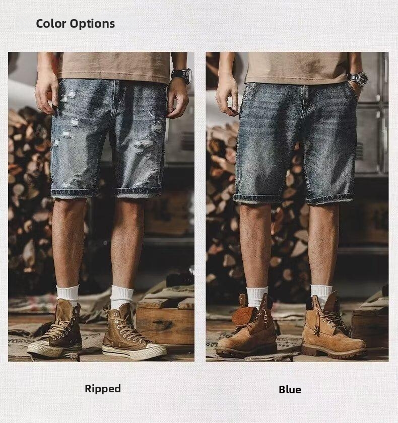 Herren Jeans Shorts Weit Geschnitten Im Used Look Für Sommer_voghion.com