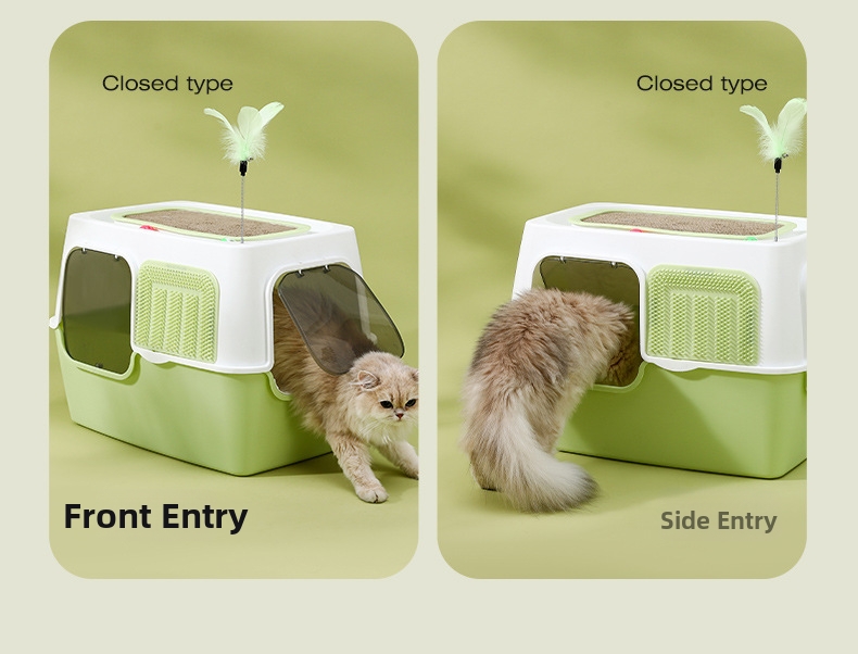 Extra Large Mega Cat Litter Box Fully Enclosed Splash Proof Odor Resistant Sterilizing_voghion.com