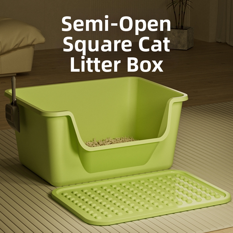 Extra Large Anti Splash Cat Litter Box Open Type Semi Enclosed Pet Supplies For Cats_voghion.com