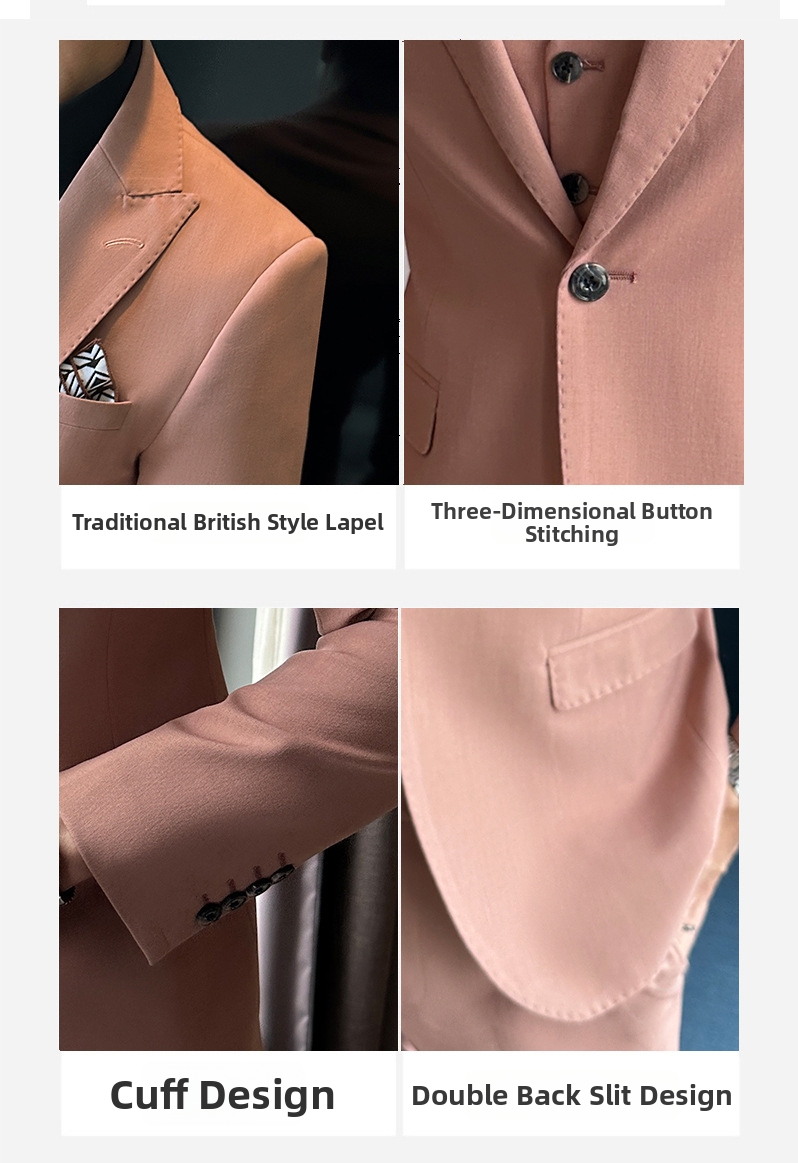Abito da uomo tre pezzi slim fit rosa elegante raffinato_voghion.com