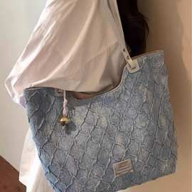 南风Chio2nd 浅草絮语托特包包女夏季上班通勤包牛仔蓝手提单肩包