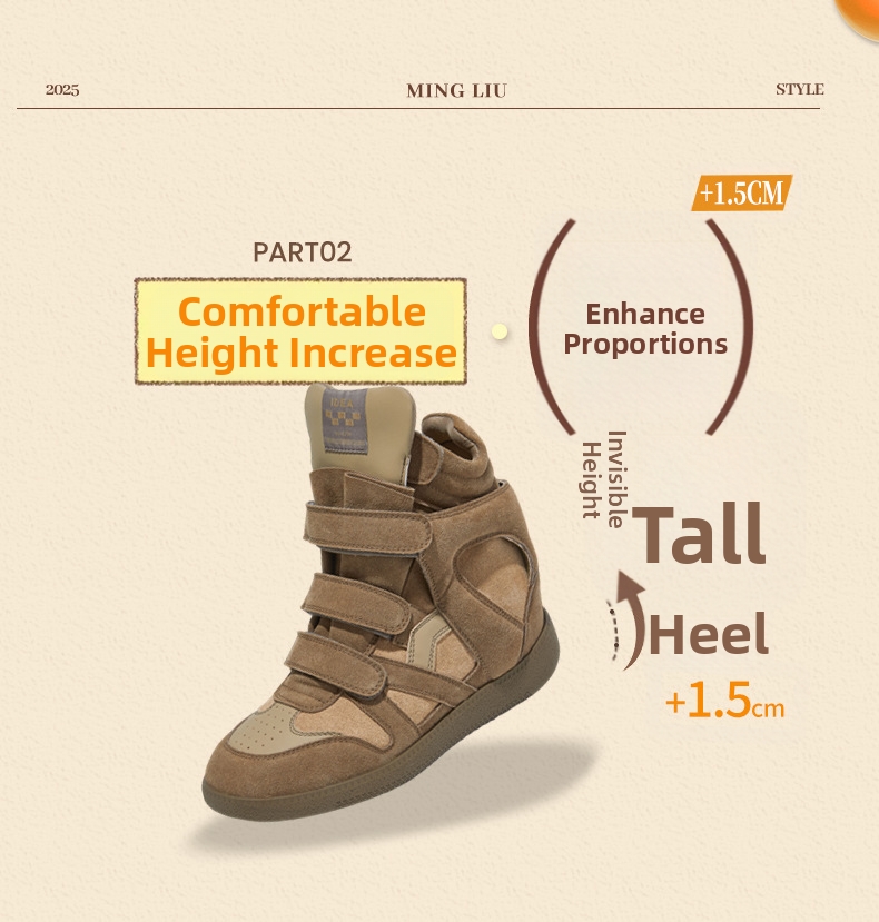 Damen Retro Echtleder Keil-sneaker Weiße Freizeitschuhe_voghion.com