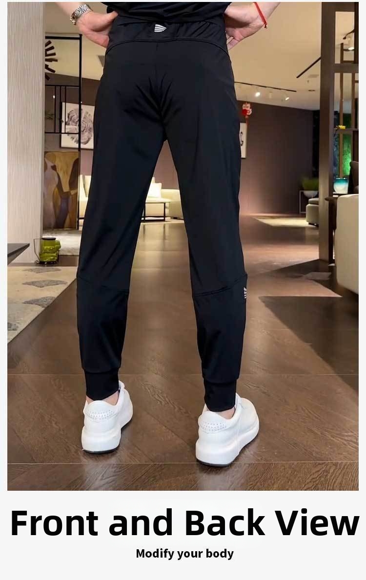 Summer Thin Ice Silk Mesh Sports Casual Suit For Men Trendy Versatile Short Sleeve Top And Pants Two-Piece Set_viptrois.com