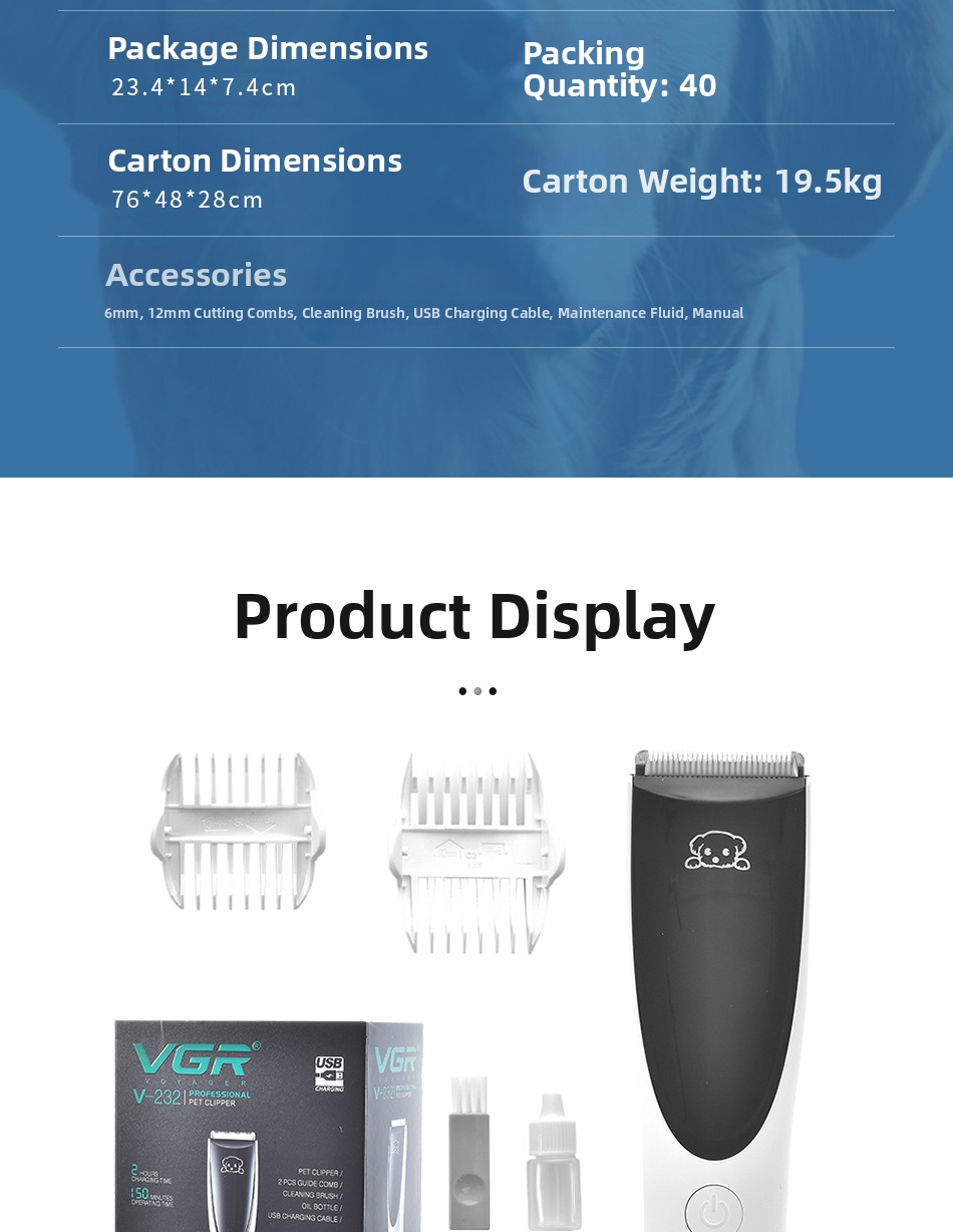 Cortapelo para mascotas de alta potencia totalmente lavable_voghion.com