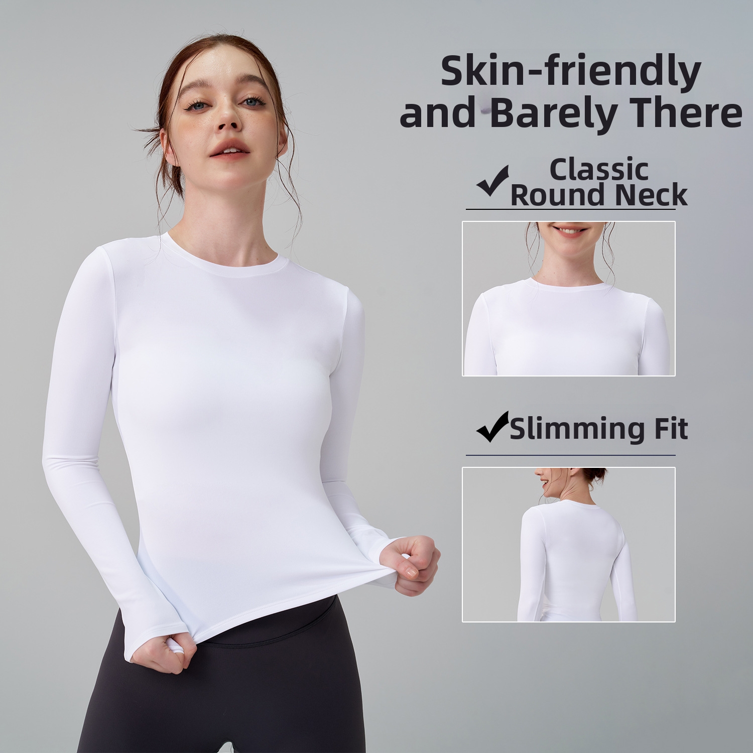 Women's High-Neck Long Sleeve Yoga Top Seamless Workout Shirt Nylon Spandex Breathable Fitness Training Apparel_ecoleips.com