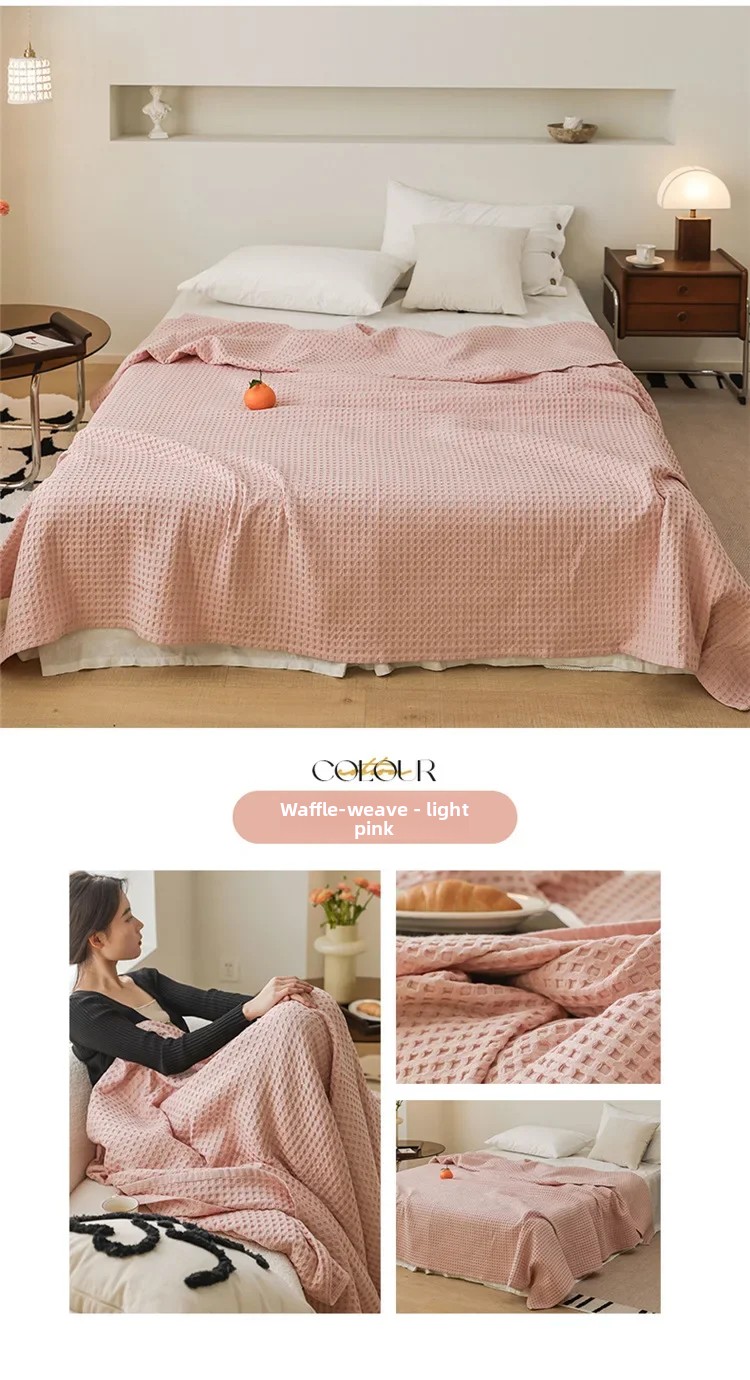 100% Baumwolle Waffelstruktur-Decke Leichte Atmungsaktive Sommer-Kühldecke für Bett Sofa Einzel- und Doppelgröße – Detail 24