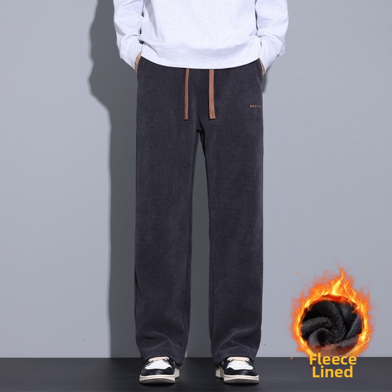 Herren-Chenille-Freizeithose, Herbst/Winter, gerades Bein, lockere Passform, Cargohose, Sporthose aus dickem Cord, lange Hose_voghion.com