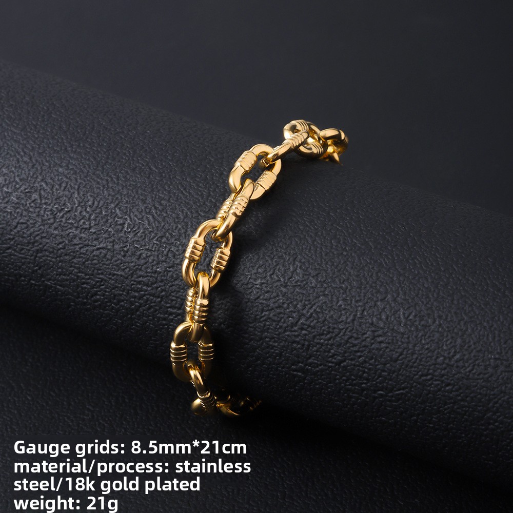 Stainless Steel Bracelet For Women's Cross-border Fashion In Europe And America, Plated With 18K Gold, Non Fading And Washable Men's Titanium Bracelet_voghion.com