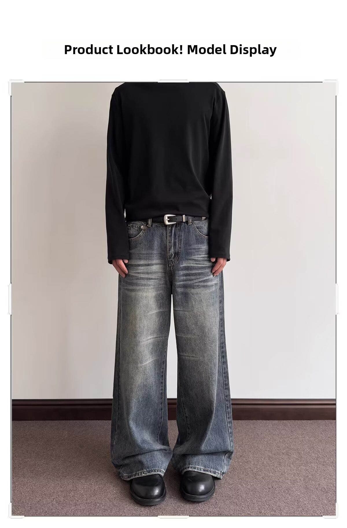 Trendy Wide Leg Cargo Jeans Retro Style For Men And Women Loose Straight Leg With Slight Flare Curved Logger Pants Spring Fashion_mkmklike.com