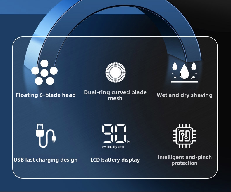 Electric Shaver Bald Head Hair Clipper Digital Display Six Blade Multi-Functional 5-in-1 Razor_voghion.com