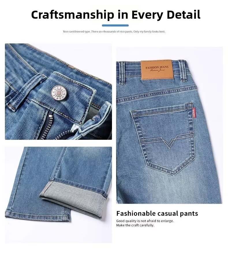 Men's Straight Leg Fleece Lined Jeans High Elasticity Warmth Winter Young Men's Clothing Denim_mkmklike.com