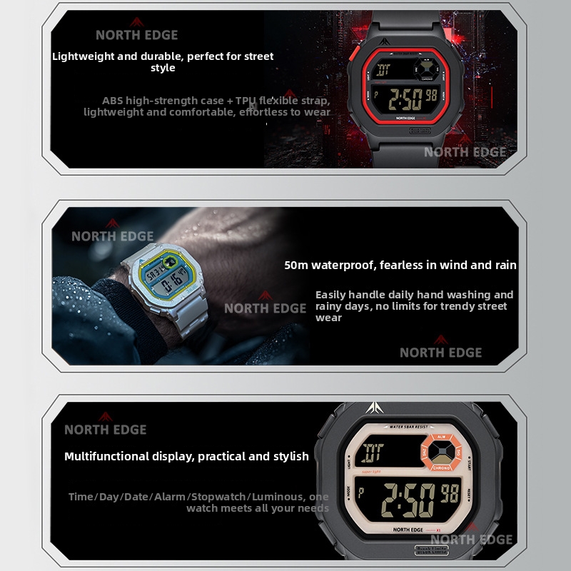 Waterproof Luminous Digital Watch Square Shockproof Outdoor Sports Stopwatch Alarm Clock Trendy Personalized Student Countdown_voghion.com