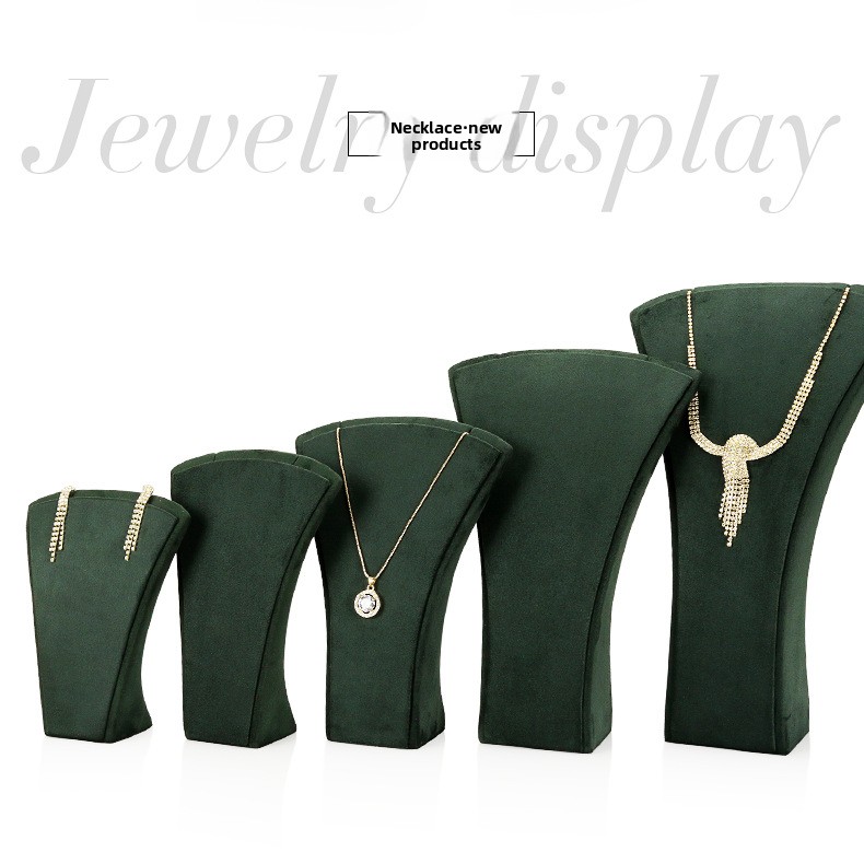 A044- (17-21) green velvet scalloped leather necklace - (xuyue) details page _