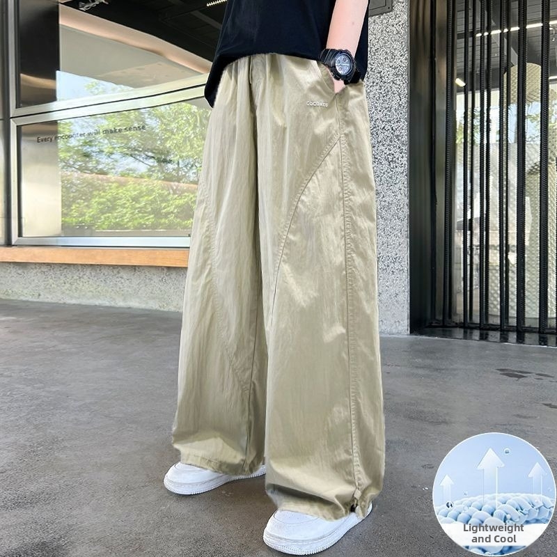 Pantalon d'été pour garçon, jambes fines, droites et larges, style décontracté et tendance, anti-moustiques, à motifs croisés, pour tout-petits de 3 à 7 ans._voghion.com