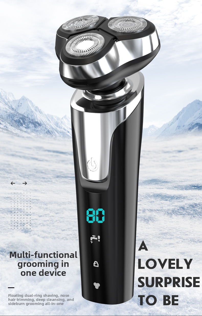 Electric Shaver With Digital Display Usb Rechargeable Beard Trimmer_voghion.com
