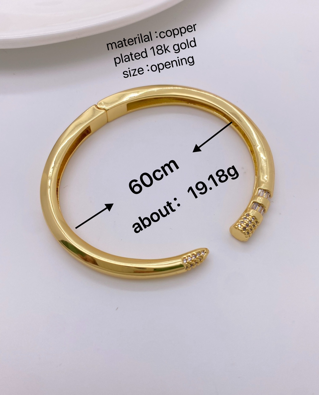 24g Weight 18K Gold Plated Plating Material Zircon Inlay Material Bangle Classification Copper Chain Material 1 Piece Quantity Casual, Daily Occasion Copper Material Multicolor Pattern All Seasons Season Women's Gender Plating, Inlay Design IG Style Style Wholesale Jewelry IG Style Multicolor Copper Zircon 18K Gold Plated Plating Inlay Bangle 3
