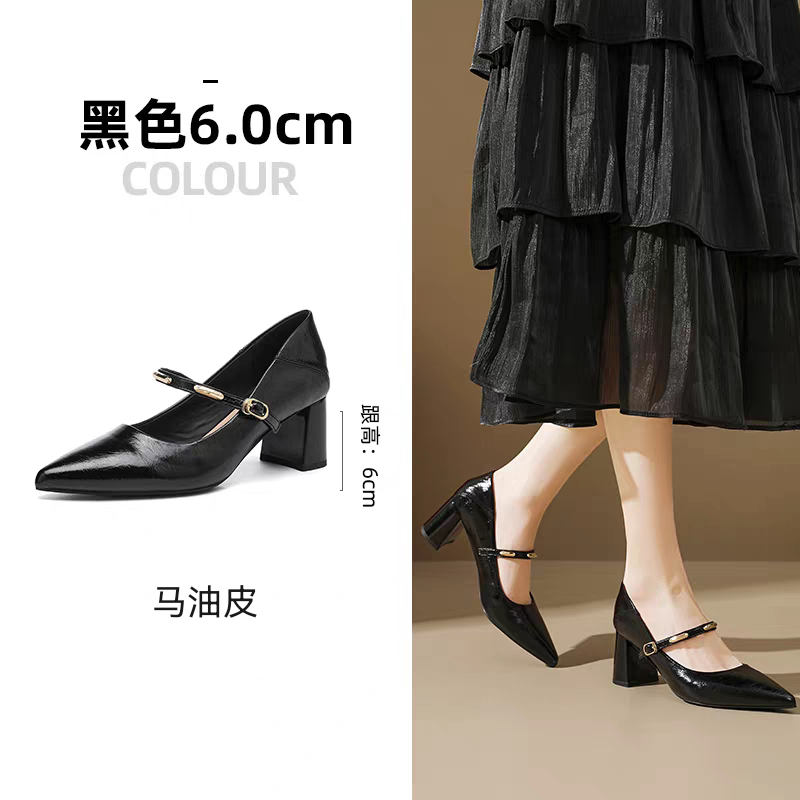 0216 Clearance Genuine Leather Special Price Women's Shoes Pointed Toe Chunky High Heel Mary Jane Pumps Commuter All-Season Work Shoes 0216 Clearance Genuine Leather Special Price Women's Shoes Pointed Toe Chunky High Heel Mary Jane Pumps Commuter All-Season Work Shoes
