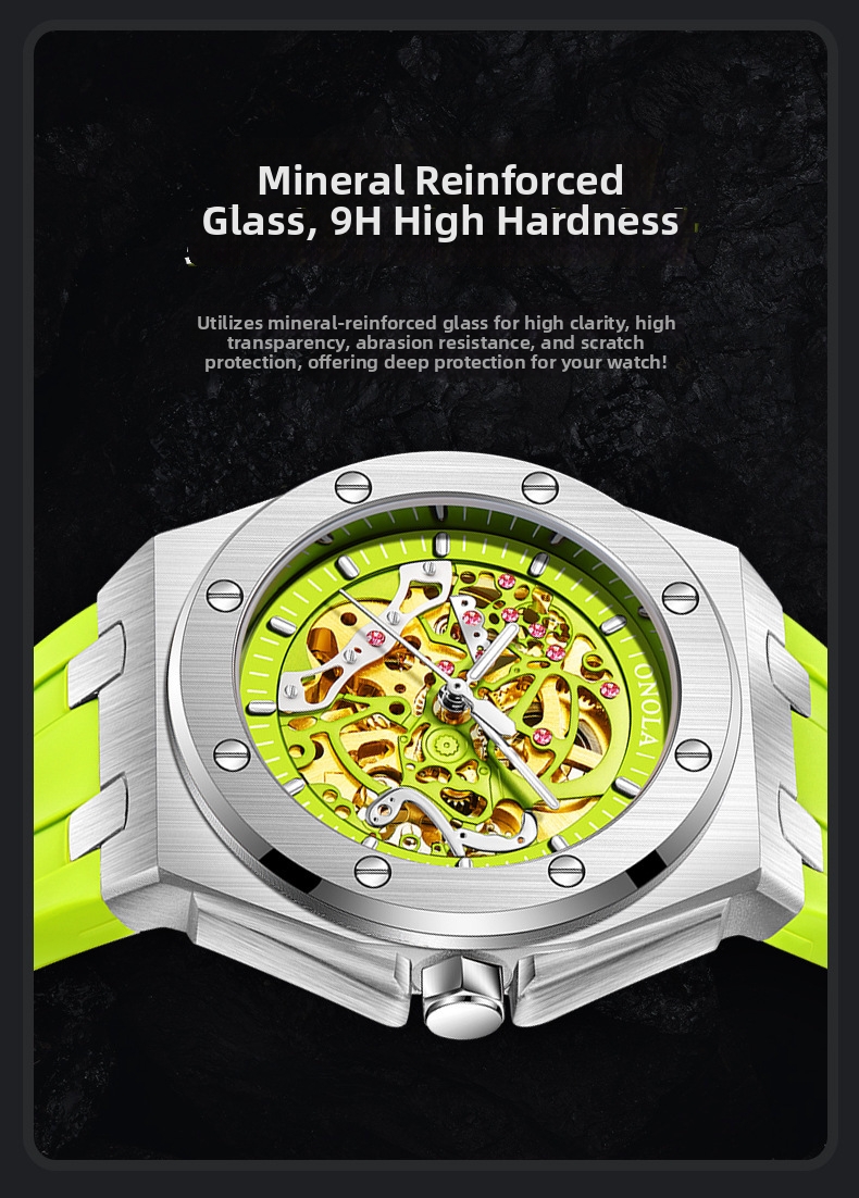 Men's Fully Automatic Mechanical Watch Fashionable Multi Color Silicone Strap Waterproof_voghion.com