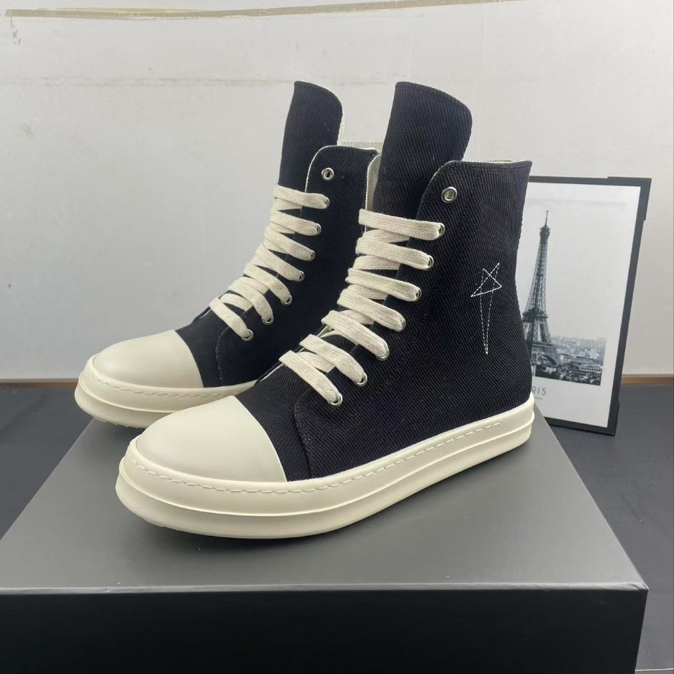 High Top Canvas Sneakers For Men With Star Embroidery Versatile_voghion.com