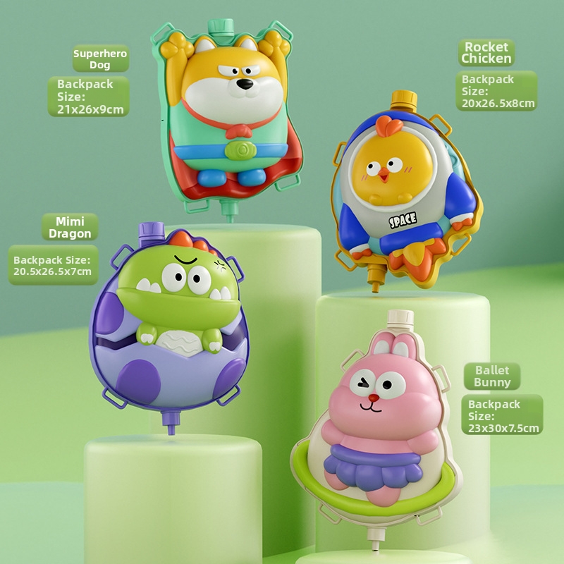 Sac à dos pistolet à eau pour enfants, motif dessin animé, à déclenchement électrique, grande capacité, idéal pour les jeux d'été à la plage._voghion.com