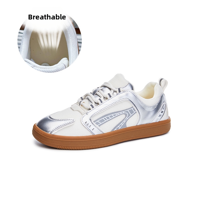 Damesschoenen met hoge hakken van echt leer, zomer 2026, wit, mesh, ademend, casual, veelzijdig, sportschoenen._voghion.com