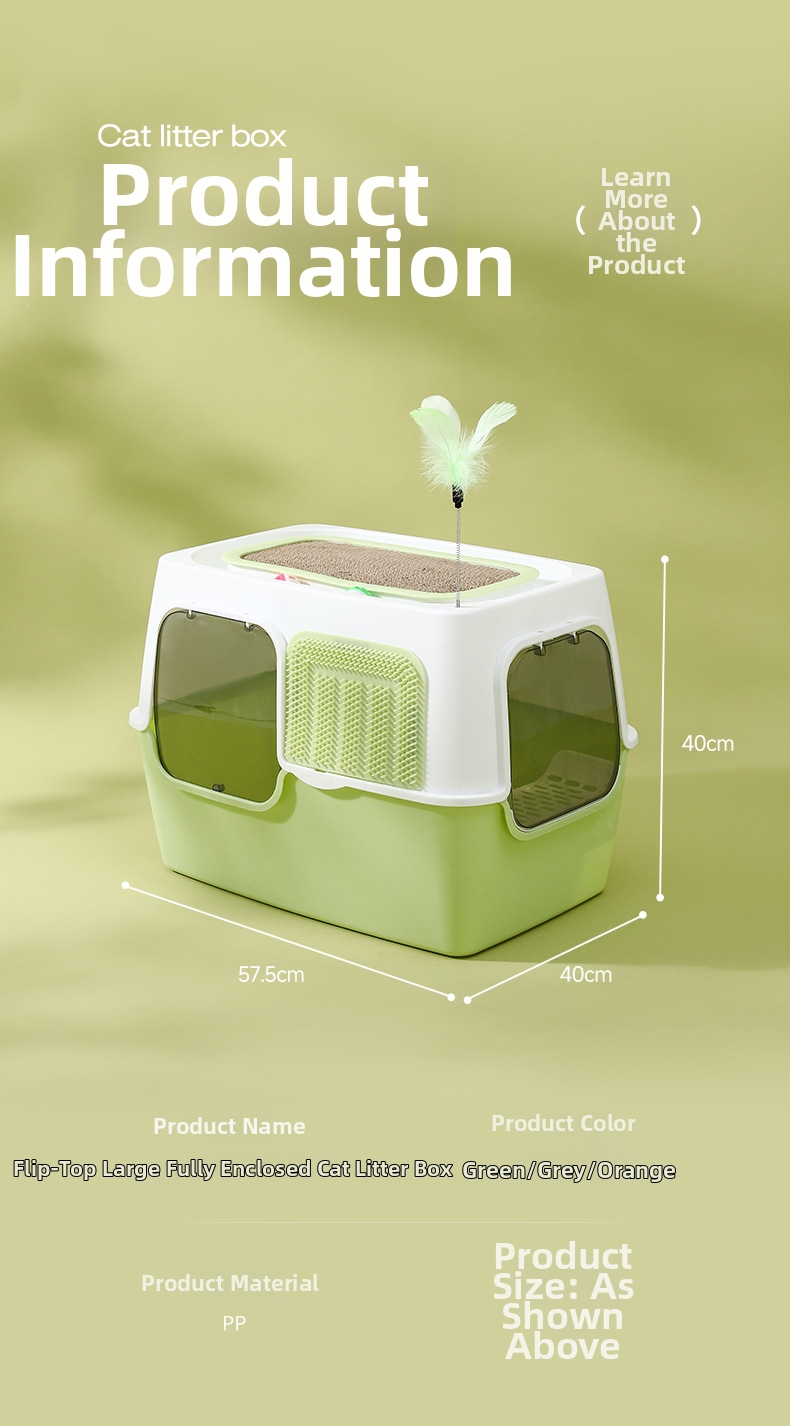 Extra Large Mega Cat Litter Box Fully Enclosed Splash Proof Odor Resistant Sterilizing_voghion.com