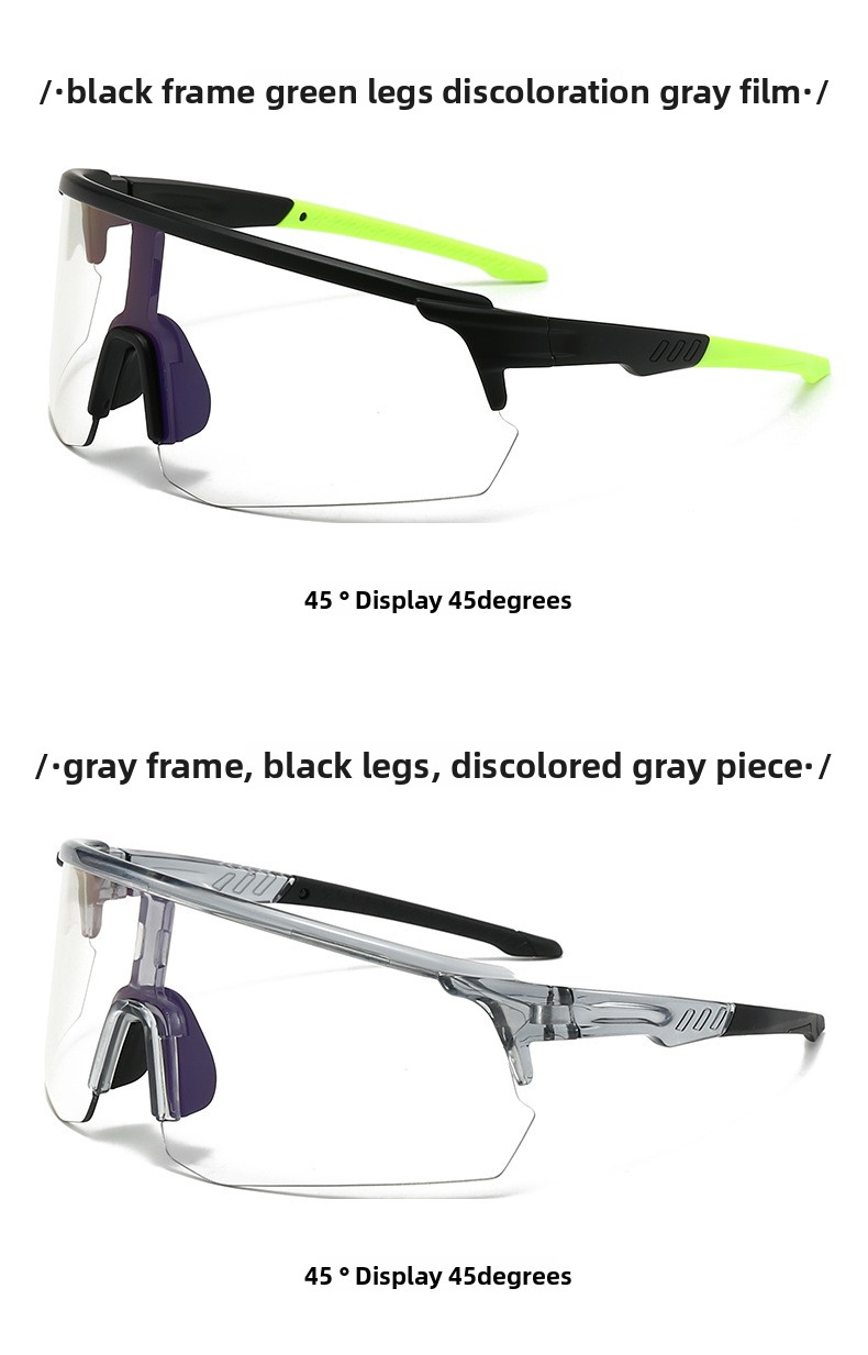 New Semi-Rimless Photochromic Sports Sunglasses, Running Cycling Wrap-Around Lens Outdoor Windproof Eyewear_desvips.com