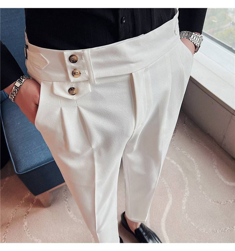 Pantalones Casuales de Pierna Recta y Cintura Alta Estilo Napolitano para Hombre, con un Toque de Lujo, para Comercio Exterior