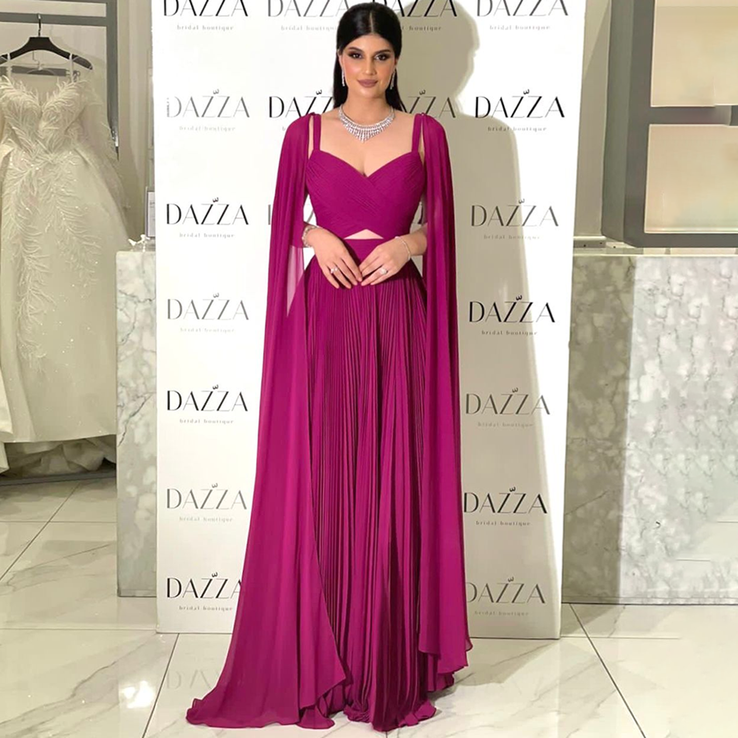 Sharon Said High-End Rose Red Sexy Strapless Evening Dress with Flutter Sleeves for Hosting Cocktail Parties and Banquets Sf090