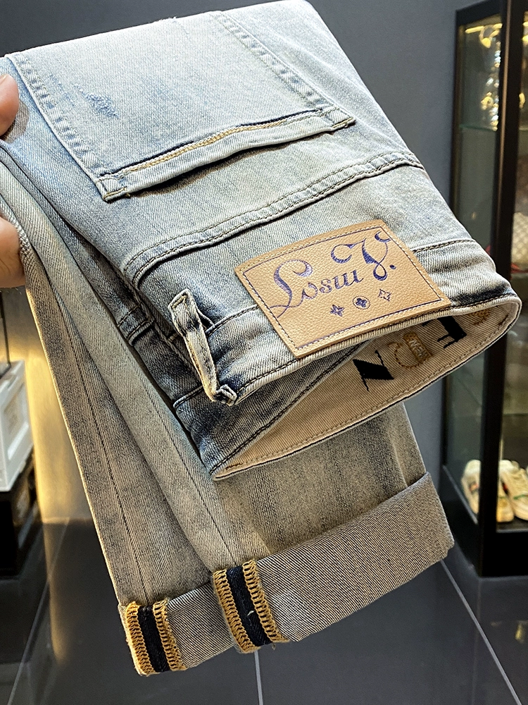Элитные эластичные джинсы, брюки, американский стиль, оверсайз