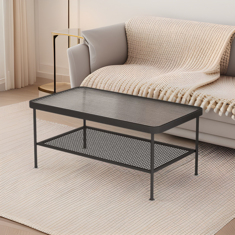 Modern Changhong Tempered Glass Coffee Table Small Apartment Light Luxury Living Room Home Rectangular Double-Layer Storage Minimalist Style