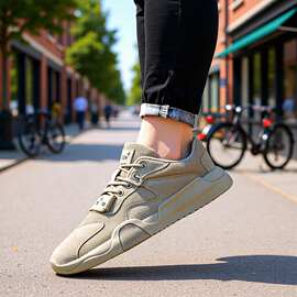 跨境男鞋新款韩版复古软底系带潮搭鞋网面透气舒适运动休闲鞋批发