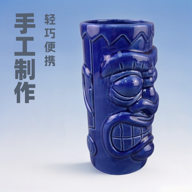 Taza de bar americana tiqui taza de cóctel de cerámica hawaiana en relieve taza tiqui taza zombie taza de verano venta caliente