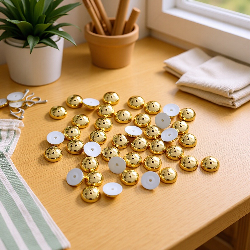 Half-Gold Electroplated Semi-Circular Clothing and Bag Patches, Loose Beads Accessories, Uv Color-Preserving Gold Beads, Silver Jewelry Accessories