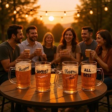 夏日创意随手仿真透明啤酒杯整蛊夹层塑料杯带把手便携个性水杯