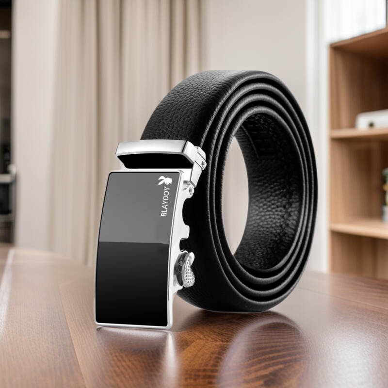 Childe Men's Belt Litchi Pattern Belt Casual Youth Automatic Buckle Suit Pants Belt All-match Automatic Buckle Belt