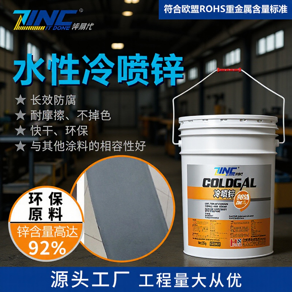 锌易代水性冷喷锌 钢结构替代镀锌防锈防腐涂料 耐盐雾2000h底漆