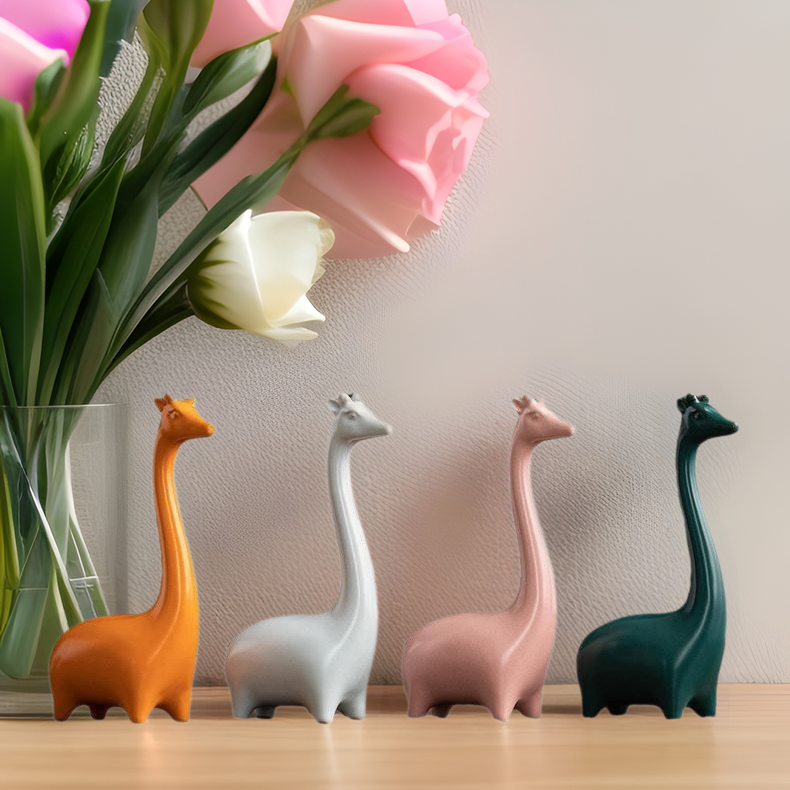 Yiz Creative Home Ceramic Cute Giraffe Animal Small Ornaments Living Room Study Desktop Craft Decorations