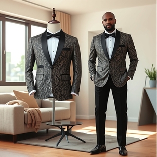 2025 New Men's Suit Suit Men's Korean Style Suit Men's High-End Casual Jacquard Suit Formal Wear Men