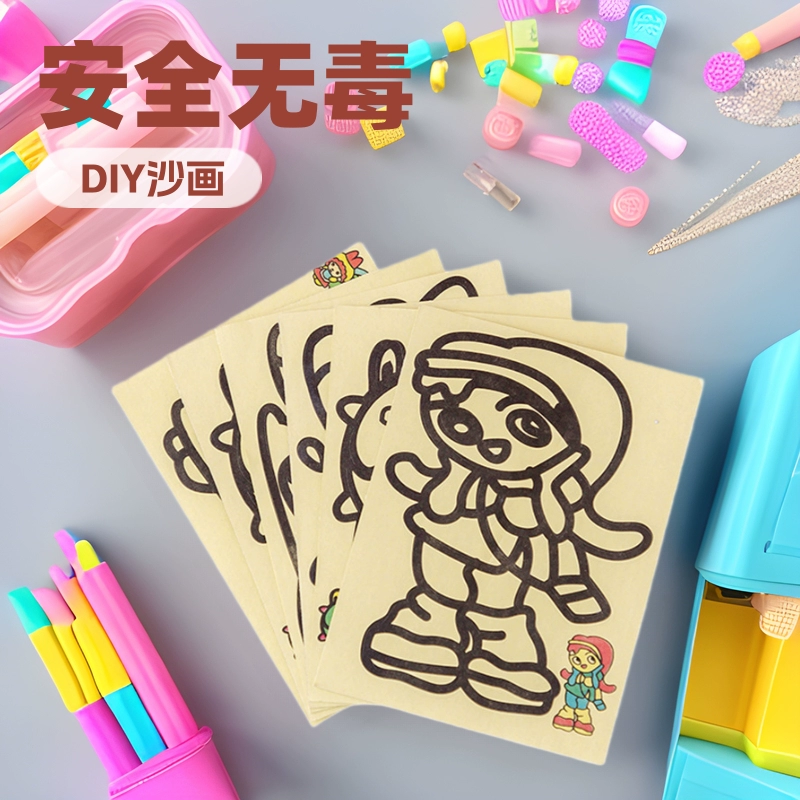 Набор для рисования песком для детей, творческий набор для творчества из цветного песка для мальчиков и девочек, поделки своими руками, подарки для детского сада, мультяшные сувениры
