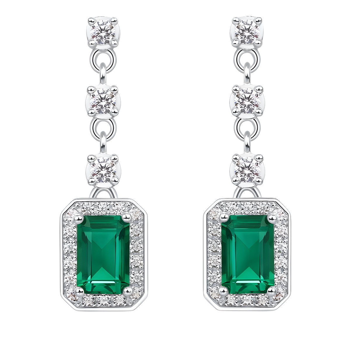 wholesale S925 Silver New Trendy and Personalized Cultured Emerald Earrings High-End European Style Colored Gemstone Earrings for Wholesale-0-0