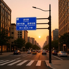 厂家销售交通八角杆件标识牌单悬臂双F杆综合杆柱高强反光