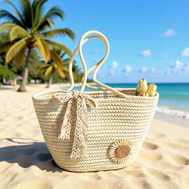 大容量手工编织包包托特包女ins度假包2026手提包韩系通勤托特包