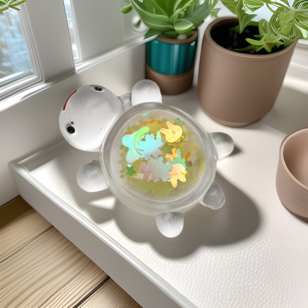 新款夜光亚克力亮片乌龟 diy手机壳钥匙扣桌面摆件潮玩饰品对对碰
